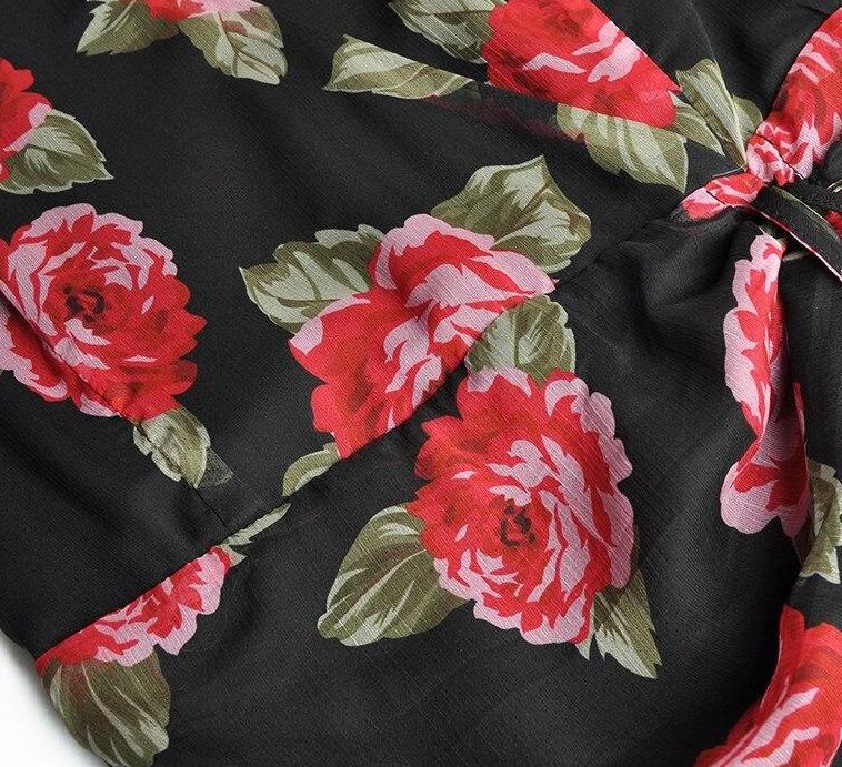 Schwarzes und rotes Kleid aus den 1940er Jahren