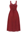 60er Jahre Polka Dot Kleid Burgund