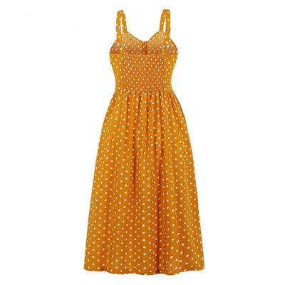 60er Jahre Polka Dot Kleid Gelb