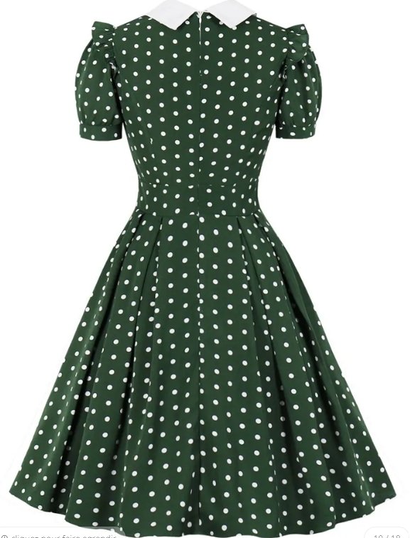 60er Jahre Polka Dot Kleid Grün