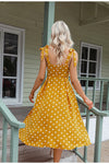 Vintage Gelbes Polka Dot Kleid