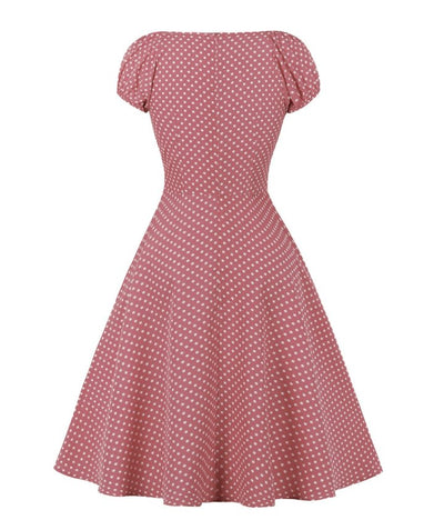 Rotes offenes Vintage-Kleid mit Polka Dots