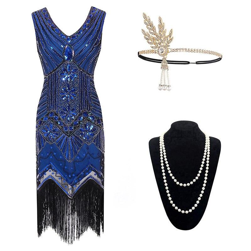 Gatsby 1920er Kleid Blau