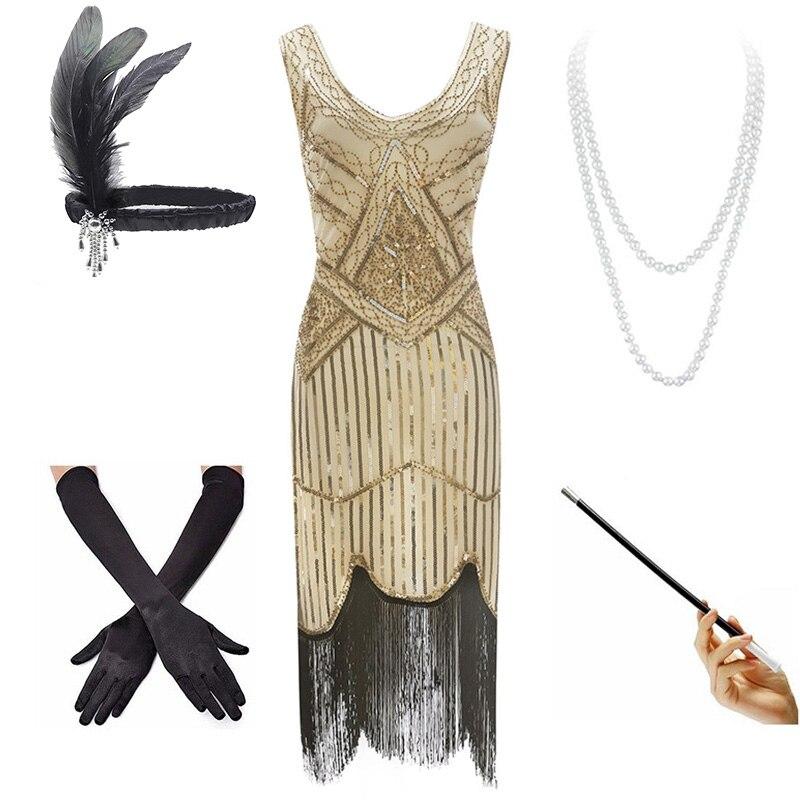 Vintage 20er Jahre Kleid Beige Schwarz