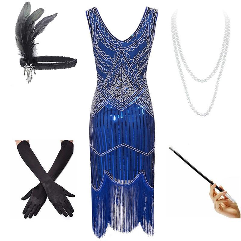 Vintage 1920er Jahre Kleid Blau