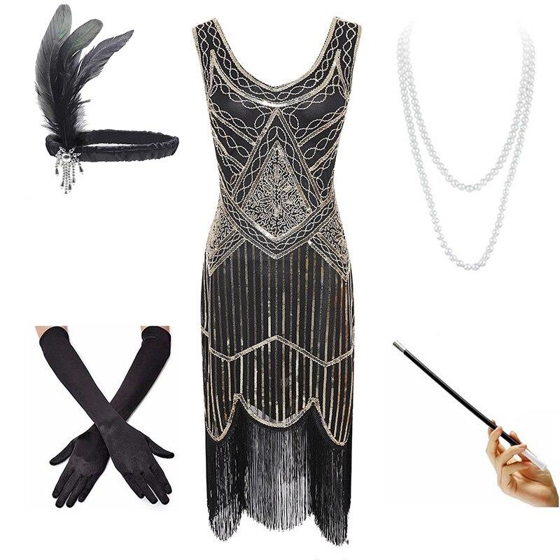 Vintage Goldkleid aus den 1920er Jahren