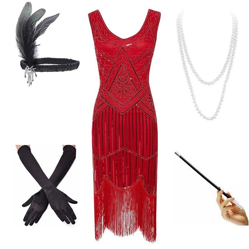 Rotes Vintage-Kleid aus den 1920er Jahren