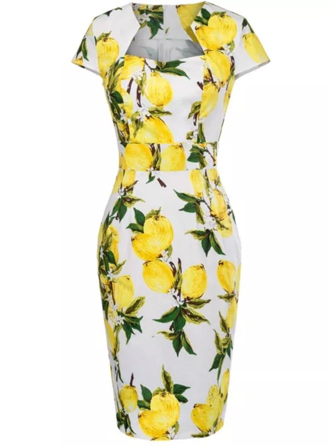 50er-Jahre-Kleid mit Zitronen