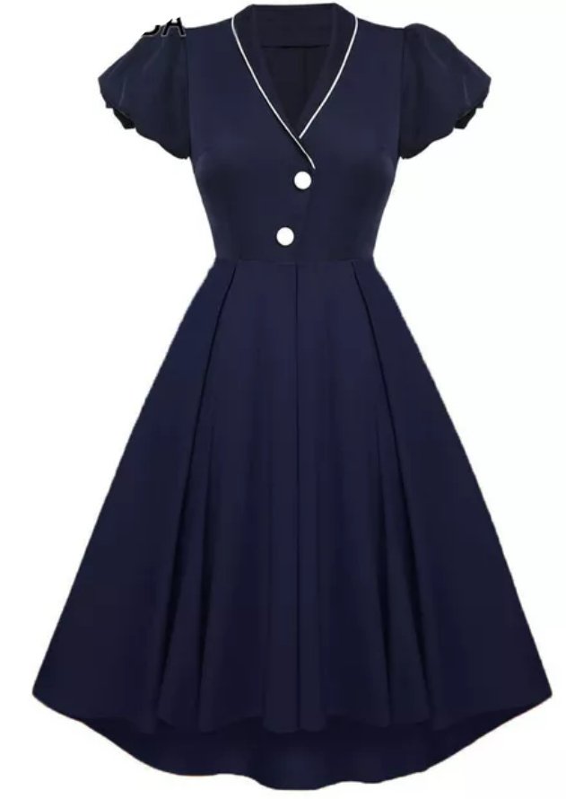 Marineblaues 50er-Jahre-Kleid