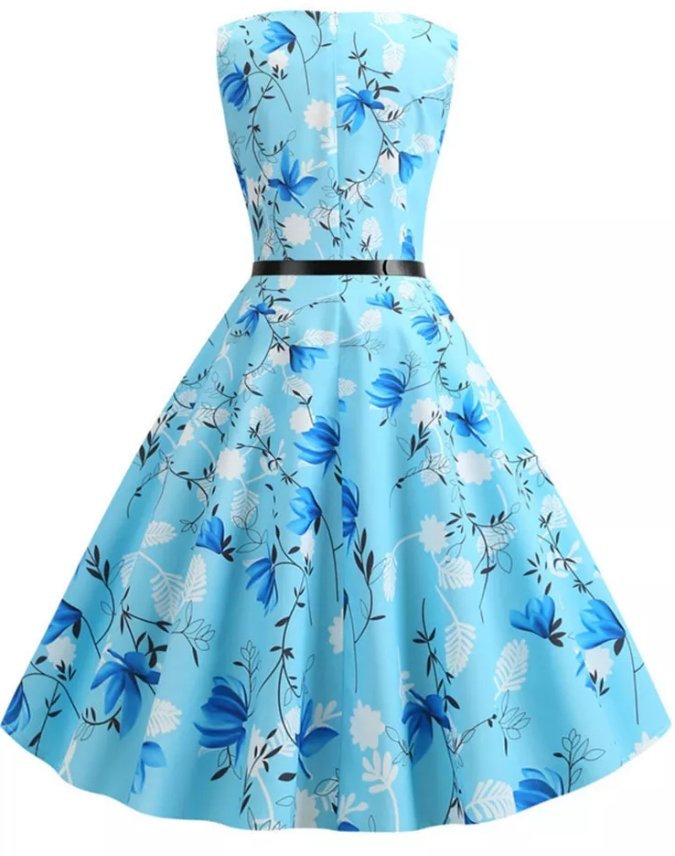 50er Pin Up Kleid Blau