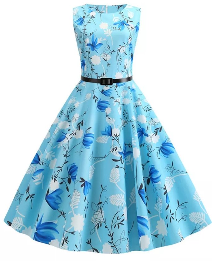 50er Pin Up Kleid Blau