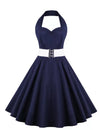 50er Pin Up Kleid Dunkelblau