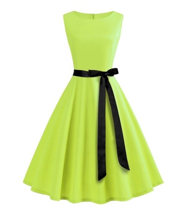 Neonfarbenes Pin-Up-Kleid im 50er-Jahre-Stil