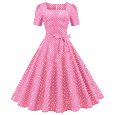 50er Jahre Rosa Polka Dot Kleid