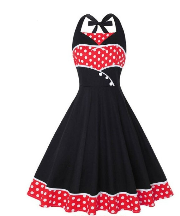 Rotes und schwarzes 60er-Jahre-Kleid