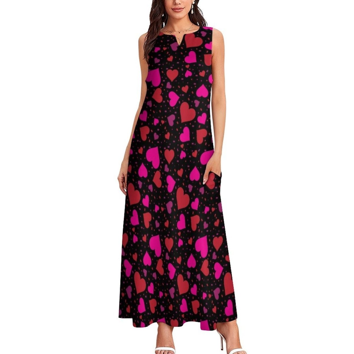 Schickes herzförmiges 70er-Jahre-Kleid