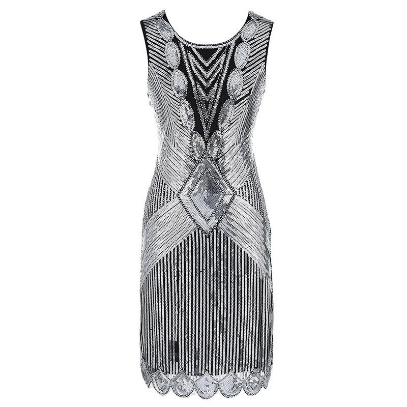 Silbernes 20er-Jahre-Kleid in Übergröße