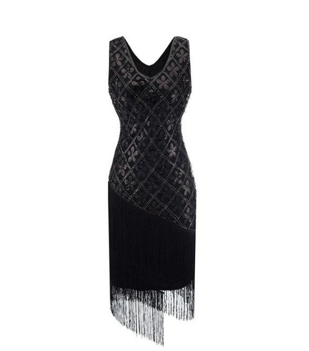 20er Jahre Vintage Plus Size Schwarzes Kleid