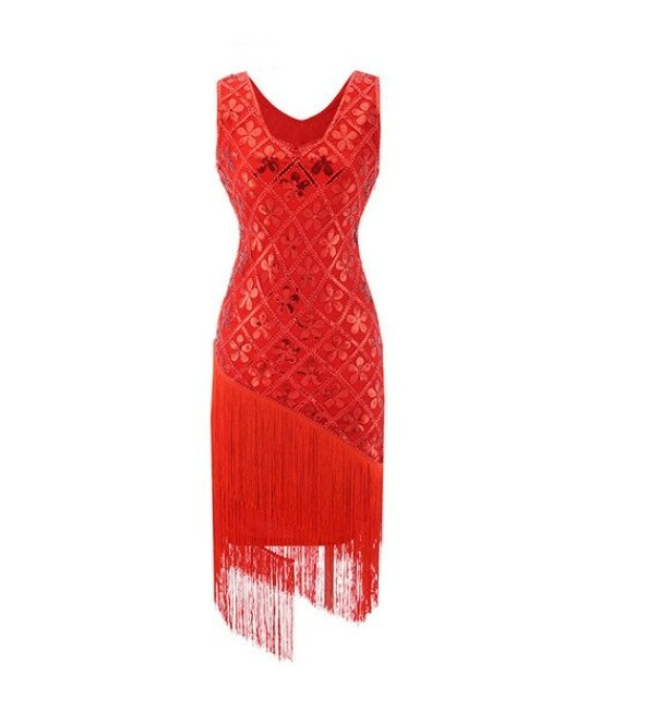 Rotes Plus Size Vintage 20er Jahre Kleid
