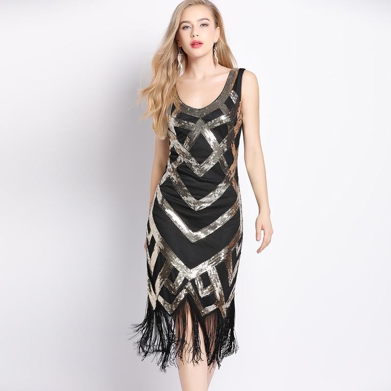 Vintage 20er Jahre Kleid Schwarz Gold