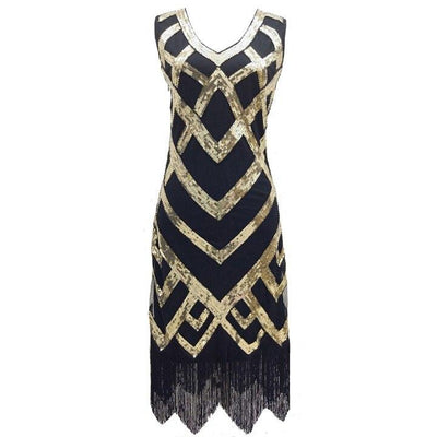 Vintage 20er Jahre Kleid Schwarz Gold