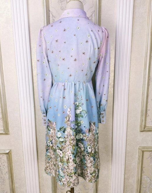 40er-Jahre-Kleid mit kurzem Hemdkragen