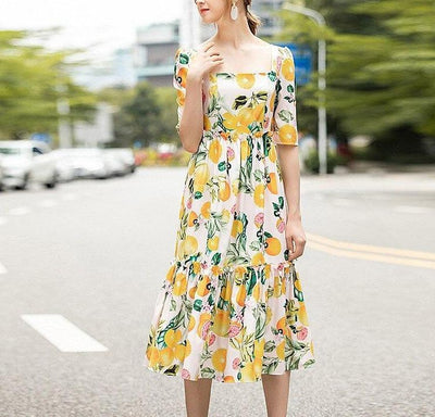 40er-Jahre-Frucht-Print-Kleid