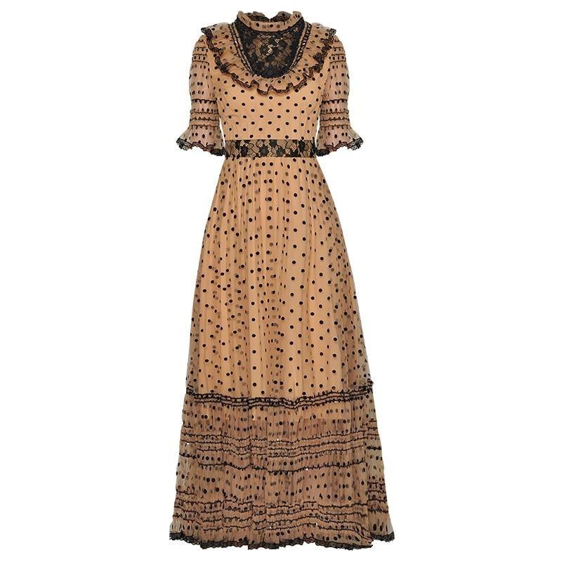 40er Jahre Gelbes Polka Dot Kleid