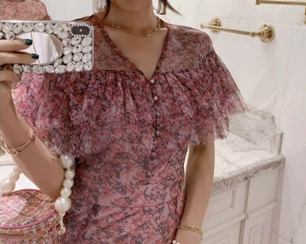 Sexy rosa 40er-Jahre-Kleid