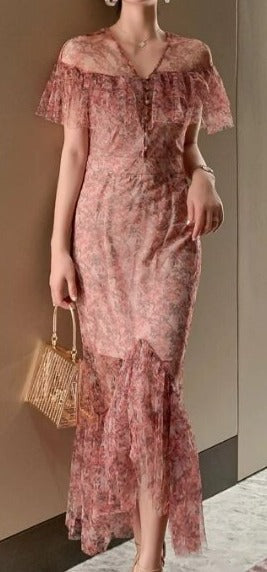 Sexy rosa 40er-Jahre-Kleid