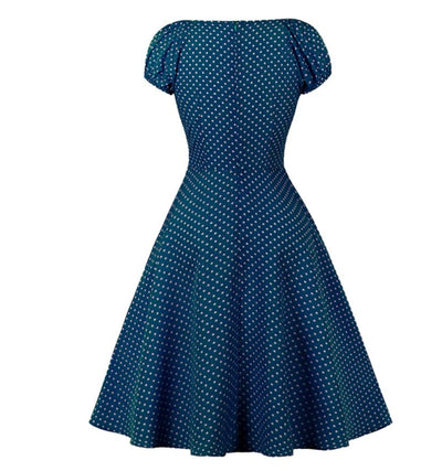 50er Jahre Kleid Blaue Punkte