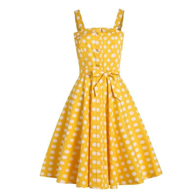 50er Jahre Gelbes Polka Dot Kleid