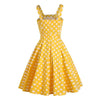 50er Jahre Gelbes Polka Dot Kleid