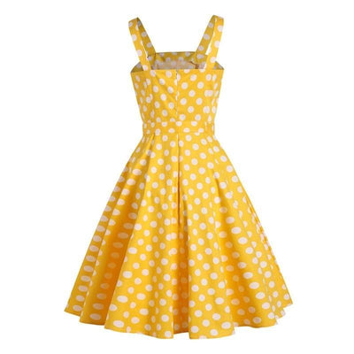 50er Jahre Gelbes Polka Dot Kleid