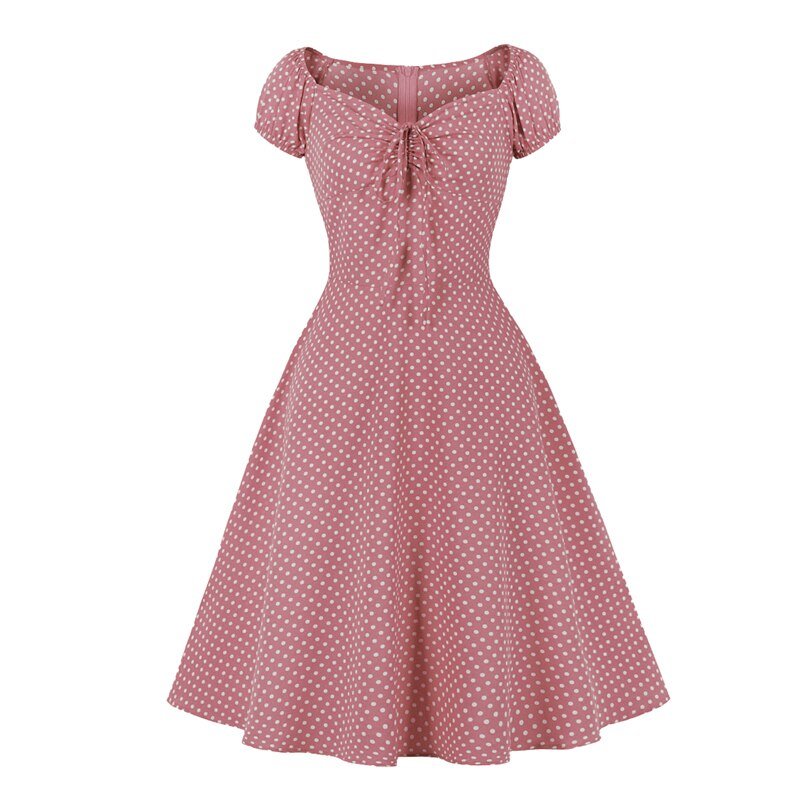 50er Jahre Rosa Polka Dot Kleid