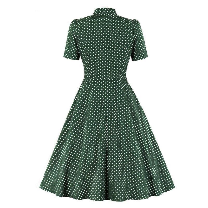 50er Jahre Vintage Grünes Polka Dot Kleid