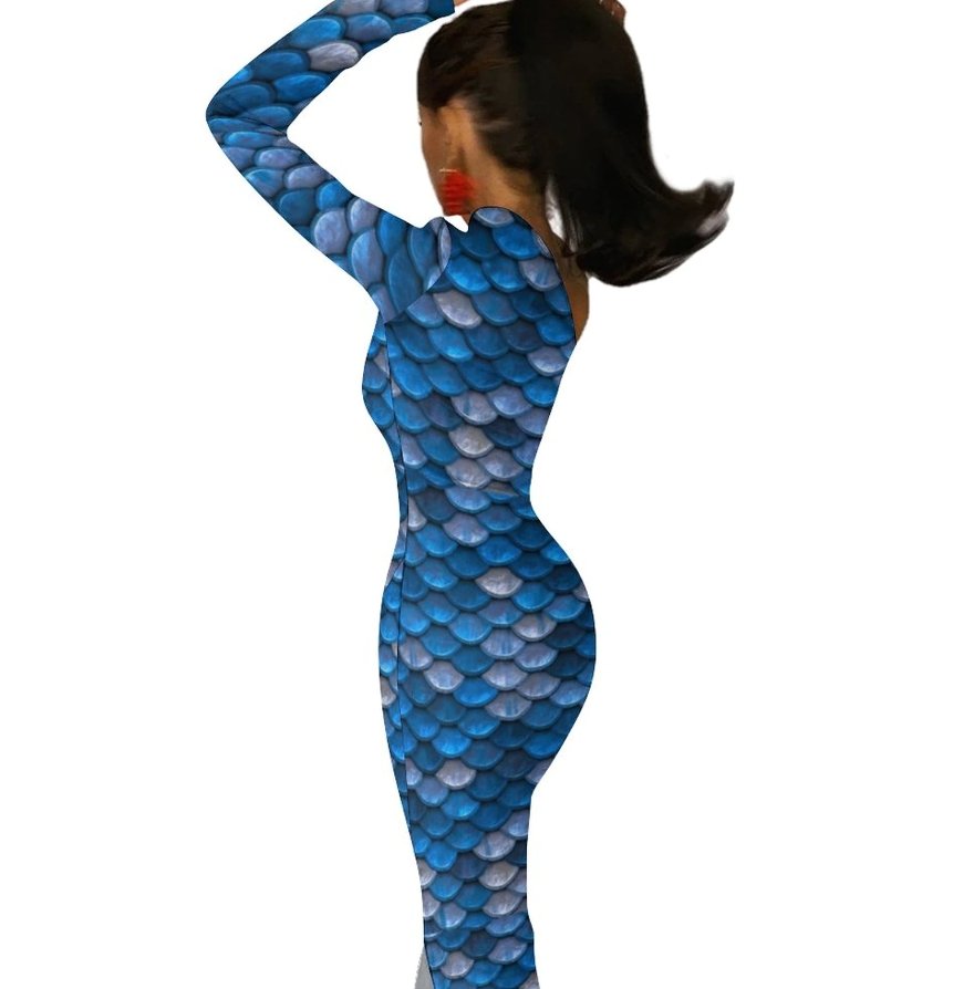 Blaues 70er-Jahre-Kleid