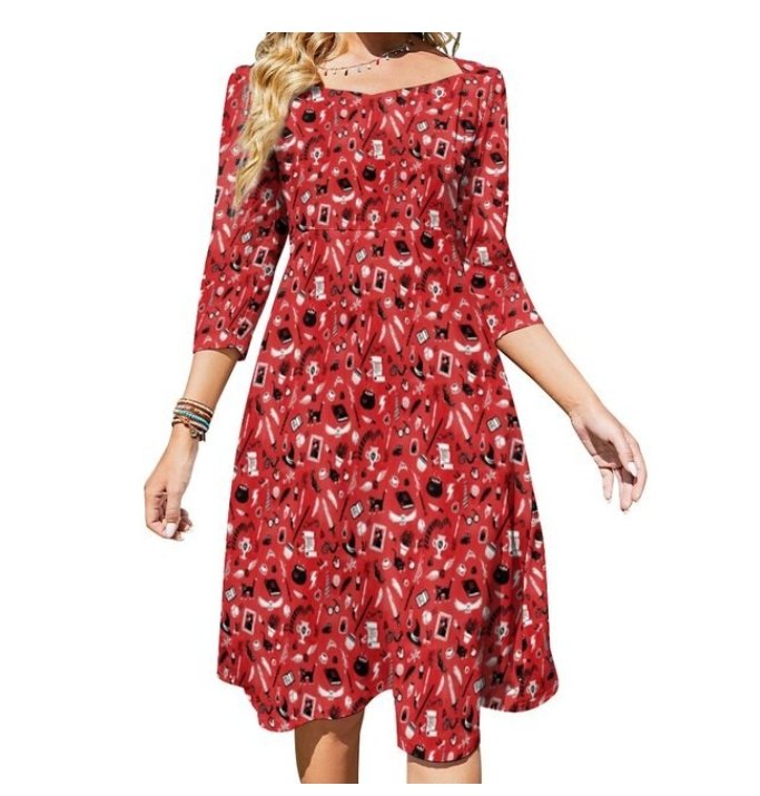 70er Jahre Hippie-Kleid Rot