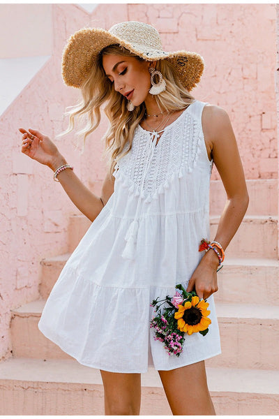 Boho Vintage Weißes Kleid