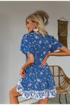 Vintage Blumenblaues Kleid