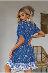 Vintage Blumenblaues Kleid