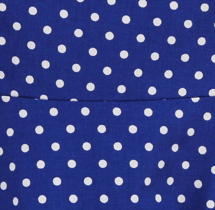 Blaues Kleid mit weißen Polka Dots Vintage
