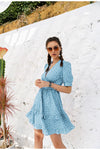 Vintage Blaues Polka Dot Kleid