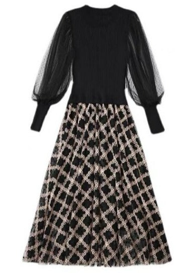 Vintage 40er Jahre Schwarzes Karokleid