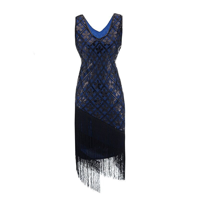 20er-Jahre-Charleston-Kleid – Schwarz und Blau