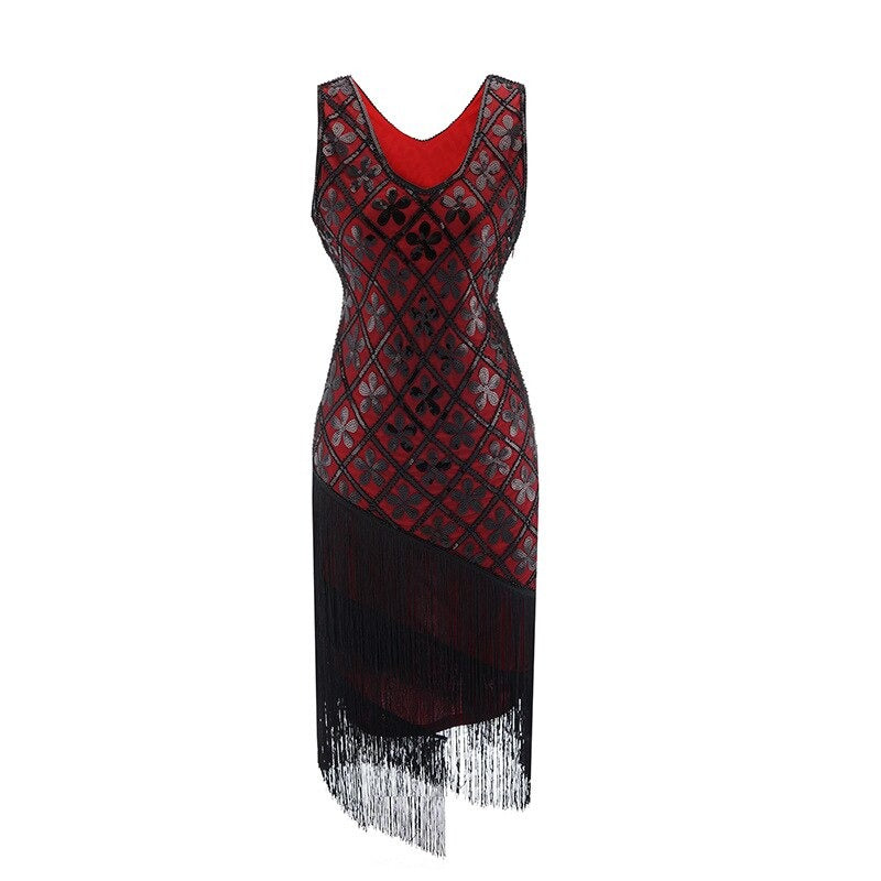 20er-Jahre-Charleston-Kleid – Schwarz und Rot