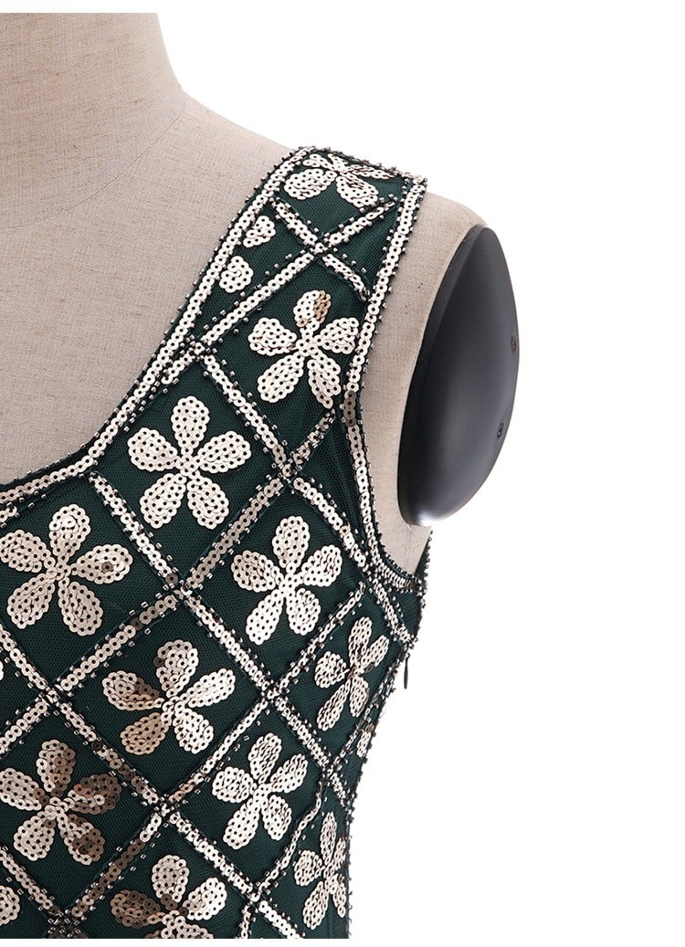 20er Jahre Charleston Kleid – Grün & Gold