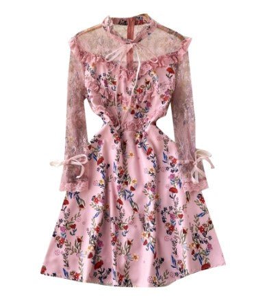 Rosa florales Vintage-Kurzkleid