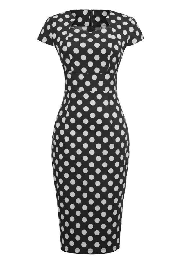 50er Jahre Polka Dot Bleistiftkleid