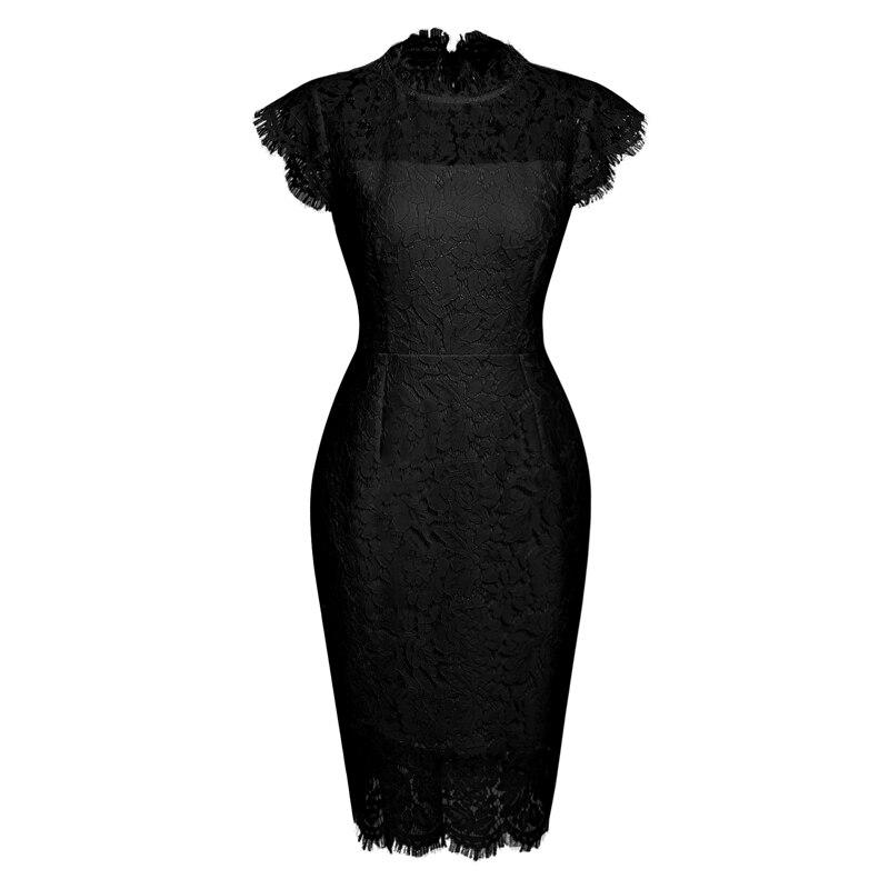 Schwarzes Vintage-Spitzen-Bleistiftkleid